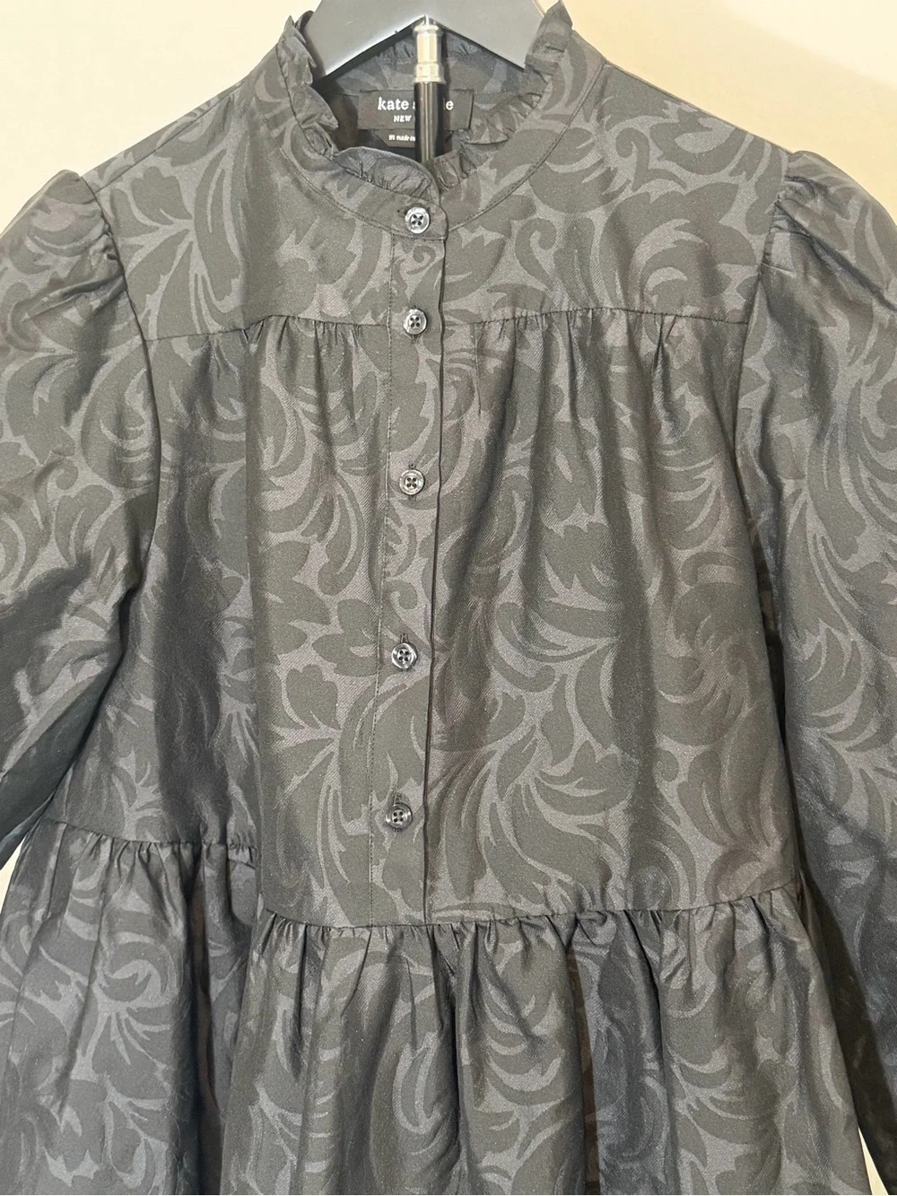 ✨ Kate Spade New York Flourish Swirl Tiered Taffeta Mini Dress Size Medium